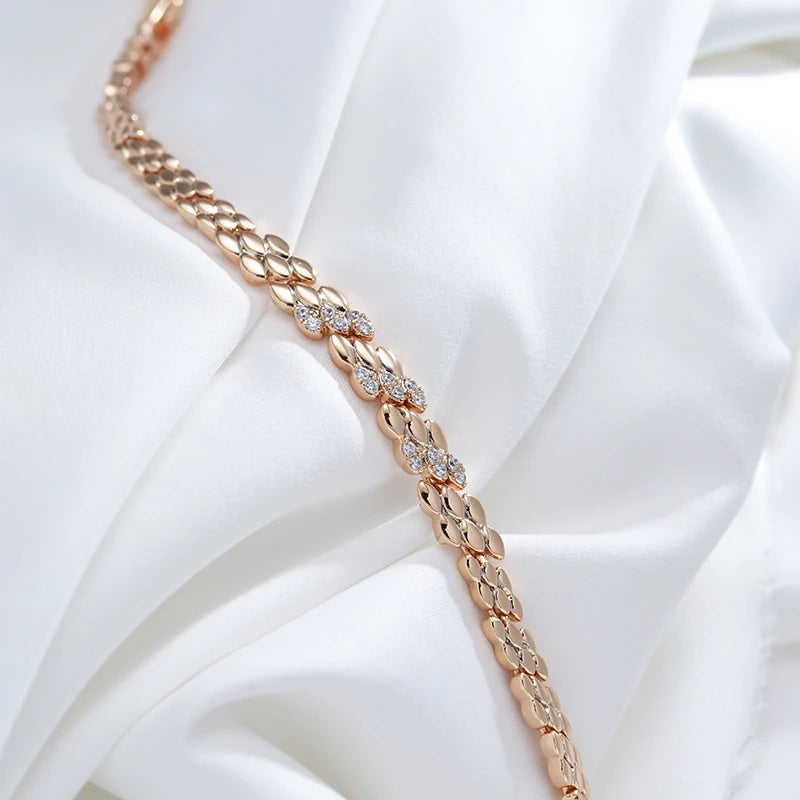 Kinel moda 585 rosa cor de ouro pulseira para mulheres luxo natural zircão noiva fino casamento diário jóias finas 2022 novo