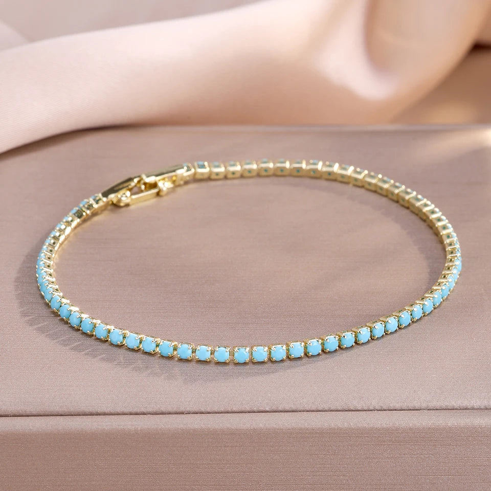 Yupsk 3 peças/1 peça design de nicho turquesa flor de quatro folhas empilhável pulseira pulseiras para mulheres joias requintadas presente atacado