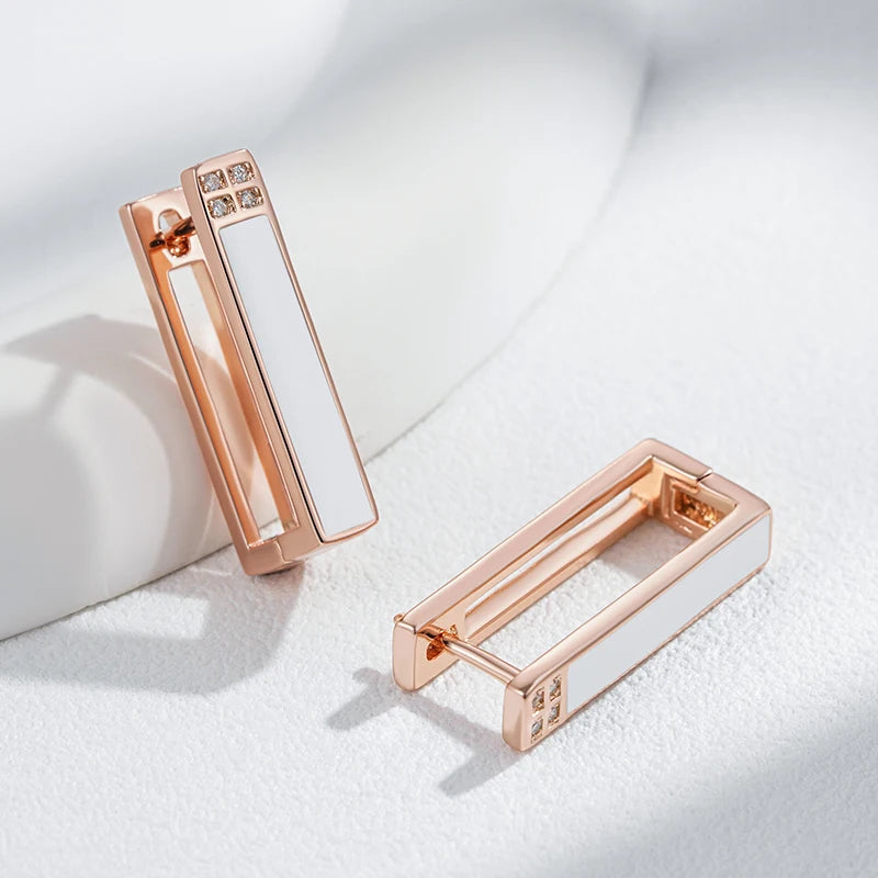 Kinel moda quente 585 cor de ouro rosa branco esmalte brincos para mulheres menina festa de casamento natural zircão eardrop jóias