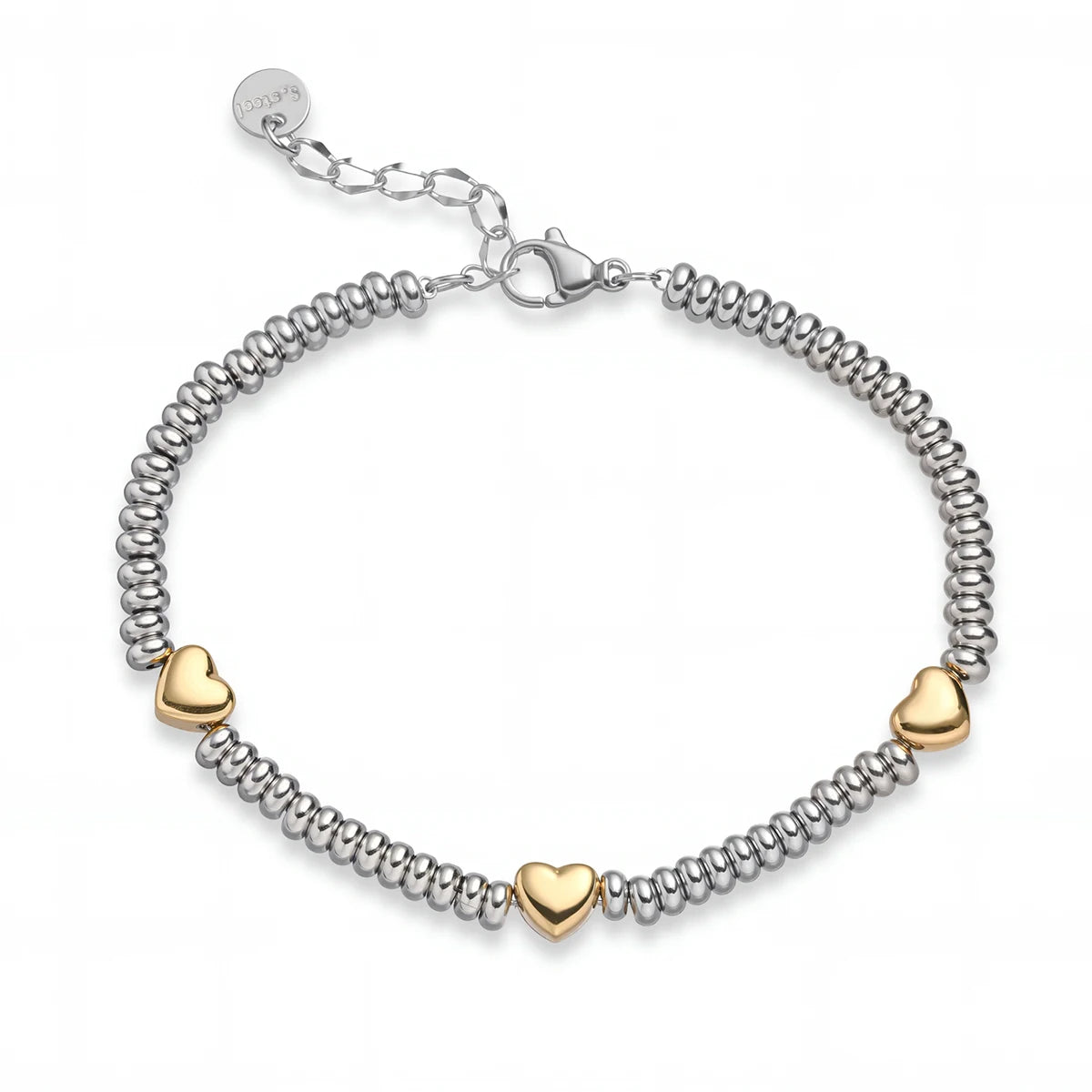 Newbuy venda quente não-desvanecimento jóias de aço inoxidável cor de ouro coração/estrela contas de prata charme pulseiras para mulher atacado