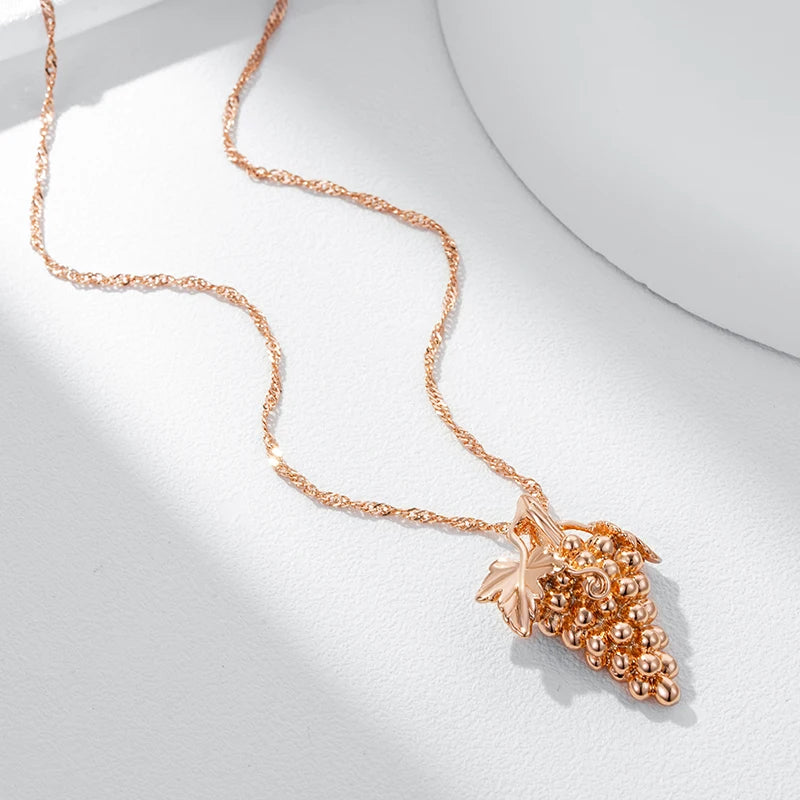 Kienl moda quente brilhante uva grande pingente colar para mulher único 585 cor de ouro rosa fino diário vintage jóias presente