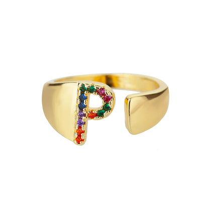 Rainbow Zircon Letter Rings