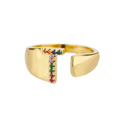 Rainbow Zircon Letter Rings