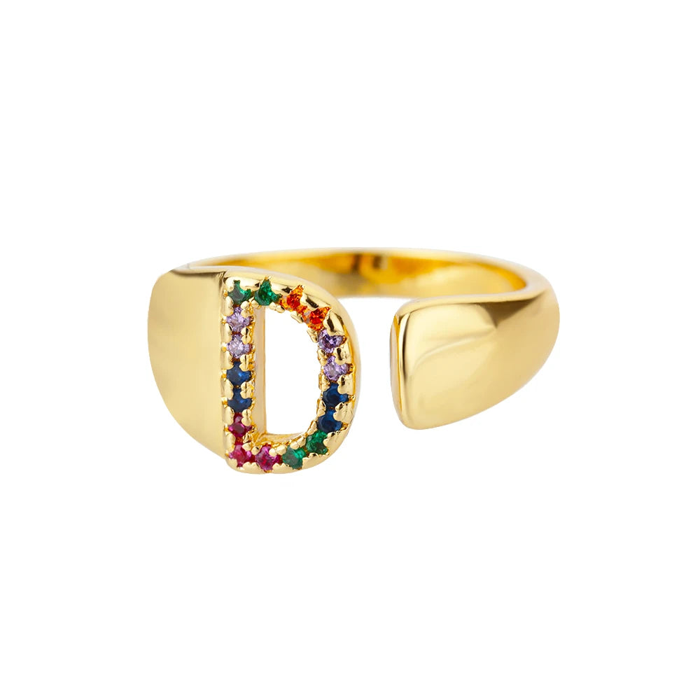 Rainbow Zircon Letter Rings