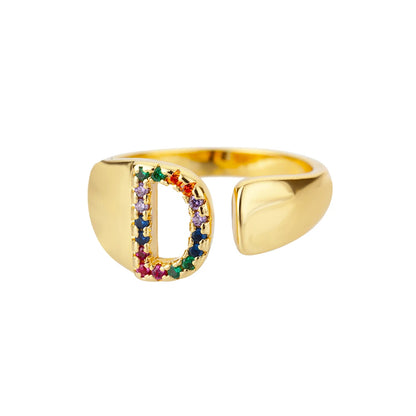 Rainbow Zircon Letter Rings