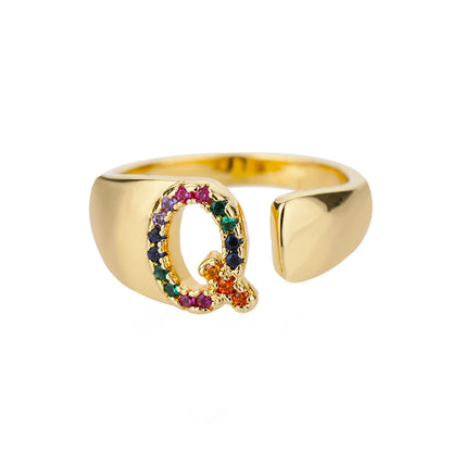 Rainbow Zircon Letter Rings