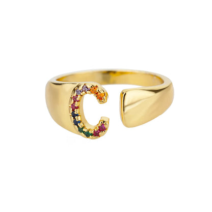 Rainbow Zircon Letter Rings