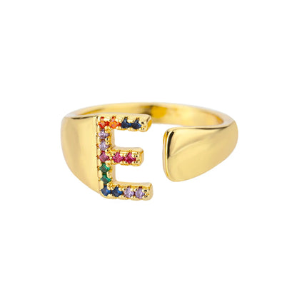 Rainbow Zircon Letter Rings