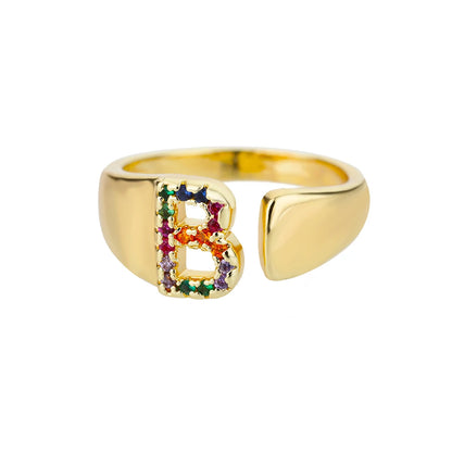 Rainbow Zircon Letter Rings