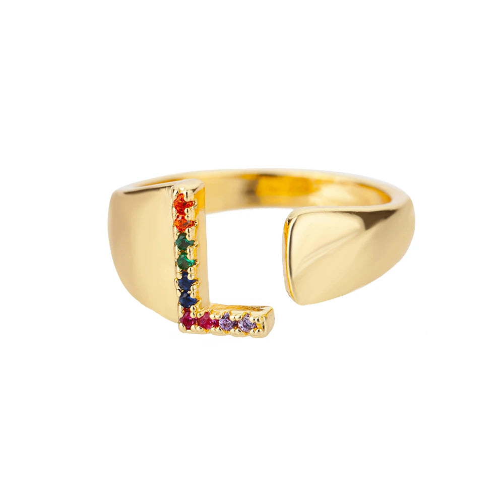 Rainbow Zircon Letter Rings