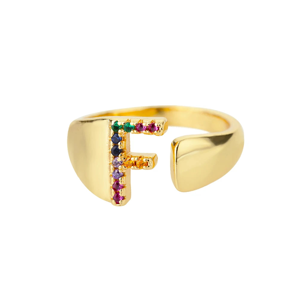 Rainbow Zircon Letter Rings