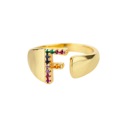 Rainbow Zircon Letter Rings