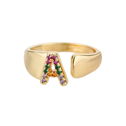 Rainbow Zircon Letter Rings