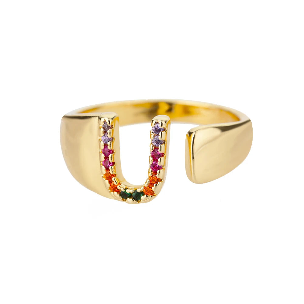 Rainbow Zircon Letter Rings
