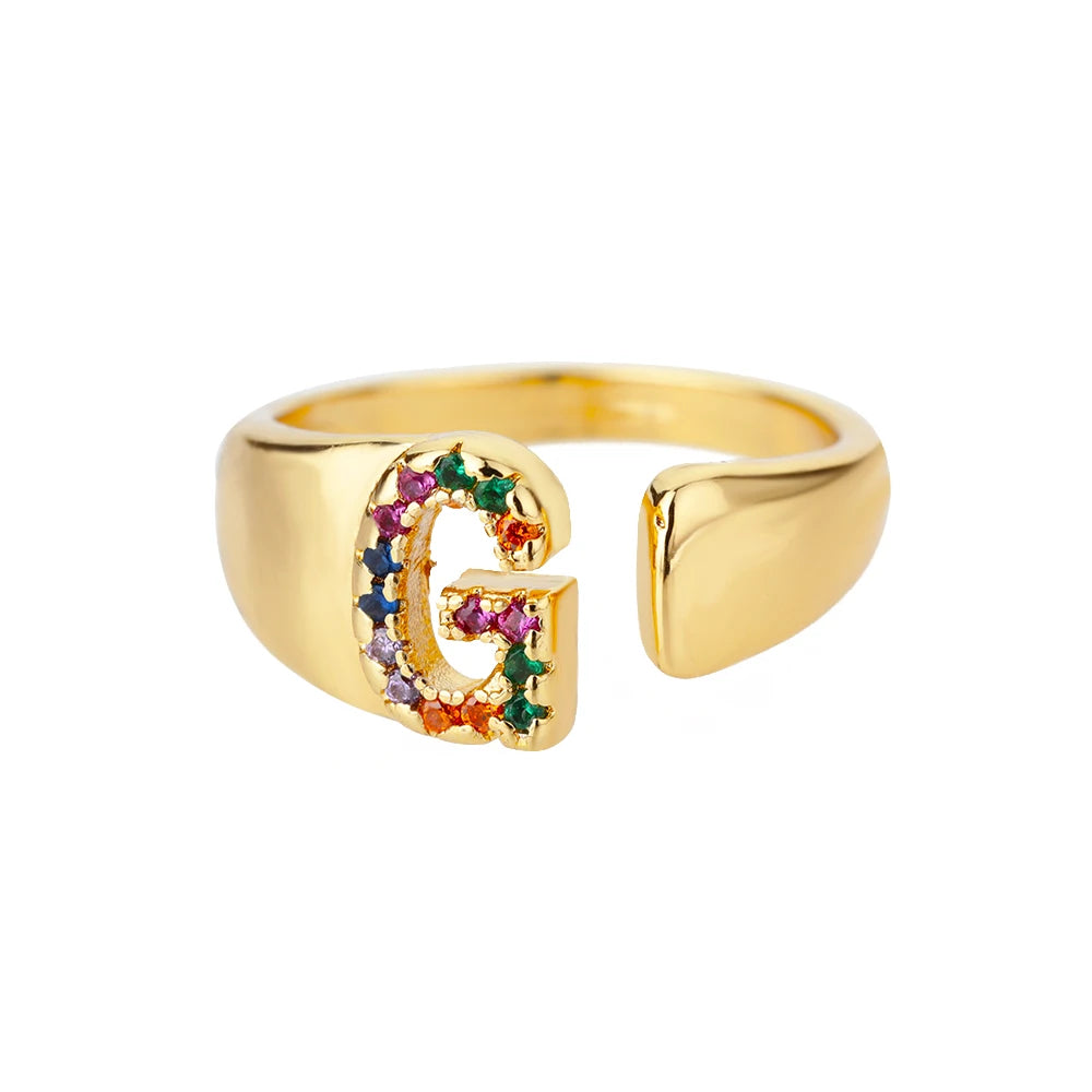 Rainbow Zircon Letter Rings