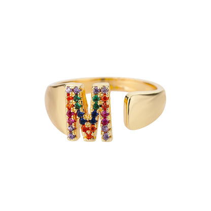 Rainbow Zircon Letter Rings
