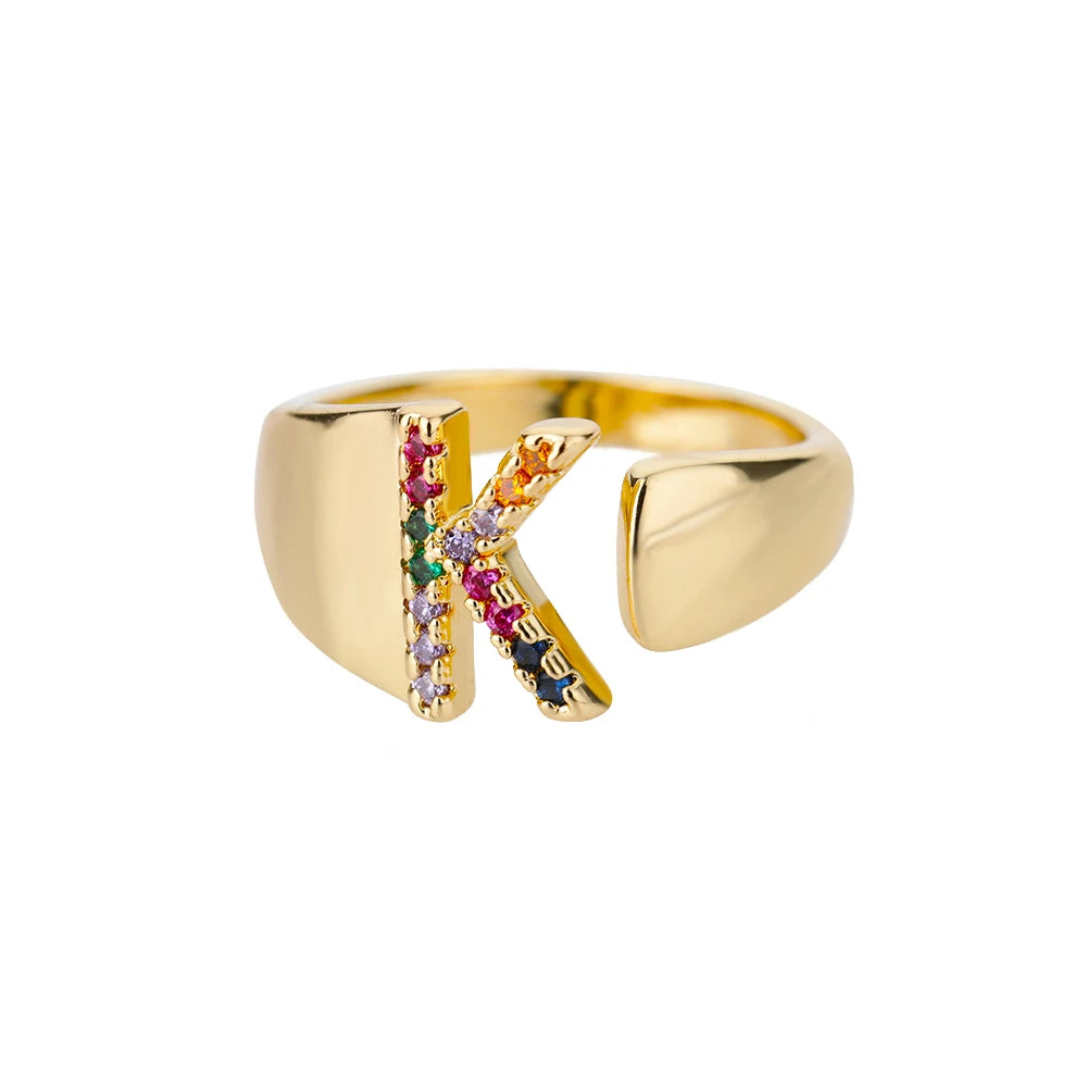 Rainbow Zircon Letter Rings
