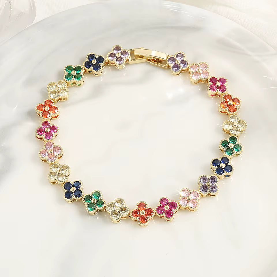 Regenbogen-Charm-Zirkonia-Armband