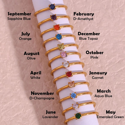 Ebbelle 12 meses constelação cz birthstone anéis para mulher banhado a ouro aço inoxidável zodíaco presente de aniversário anel jóias