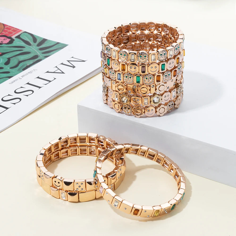 2023 verão novo design cor de ouro braceets para mulheres flor encantos frisado pulseira presente boho mão feliz jóias