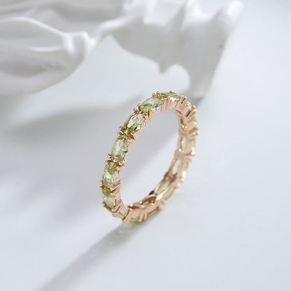 Wbmqda anel de zircônia natural verde claro exclusivo para mulheres 585 cor ouro rosa moda pedra de cristal acessórios de joias