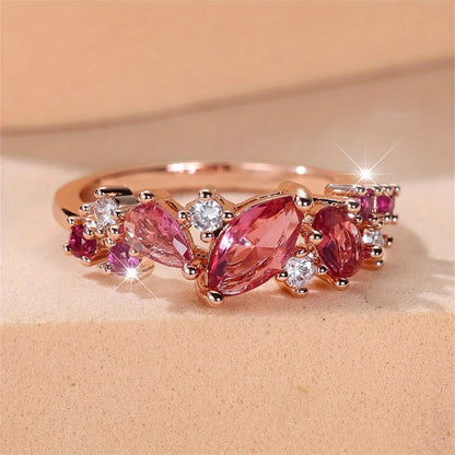 1pc requintado espumante zircônia cúbica geométrica anel feminino, elegante e na moda banquete de casamento jóias acessórios presentes