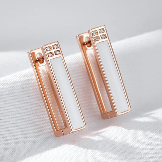 Kinel moda quente 585 cor de ouro rosa branco esmalte brincos para mulheres menina festa de casamento natural zircão eardrop jóias