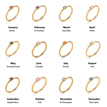 Ebbelle 12 meses constelação cz birthstone anéis para mulher banhado a ouro aço inoxidável zodíaco presente de aniversário anel jóias