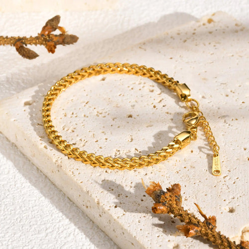 Pulseira de corrente de quilha quadrada para mulheres, pulseiras punk de cor dourada de aço inoxidável, presente de joias da moda