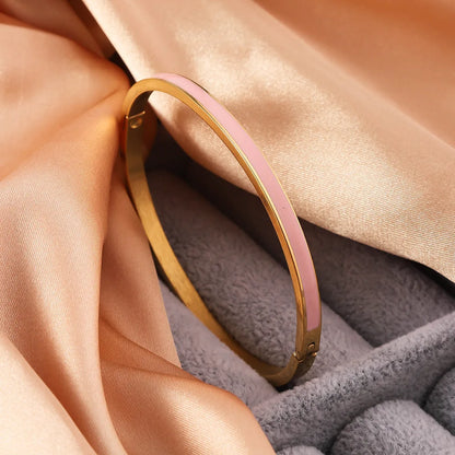 Pulseira de aço inoxidável quente edição estreita cor dourada gotejamento óleo colorido esmalte pulseira moda feminina fivela pulseira