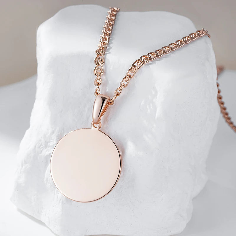 Kinel moda quente brilhante pingente colar para mulher 585 cor de ouro rosa simples acessórios redondos alta qualidade diariamente jóias finas