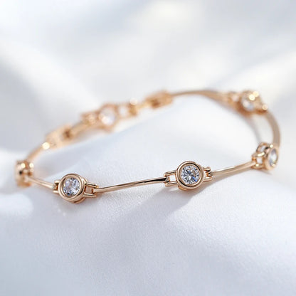 Kinel quente simples 585 rosa cor de ouro pulseira para mulheres tendência luxo natural zircão noiva casamento diário jóias finas 2023 novo