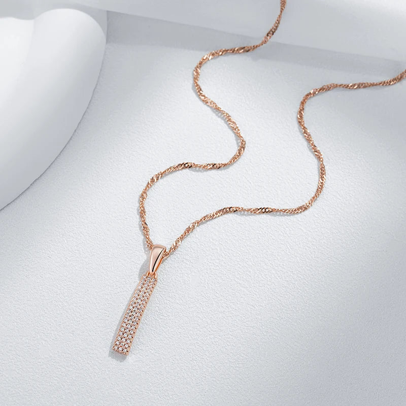 Kinel design simples completo natural zircão pingente colar para mulheres moda 585 rosa cor de ouro romântico diário jóias finas
