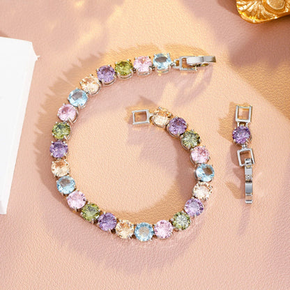 BeaQueen-Clássico Cubic Zirconia Pulseiras Elo Da Cadeia para Mulheres, Full CZ Pedra, Jóias De Noivado De Cristal, Romântico, Multicolorido, B241