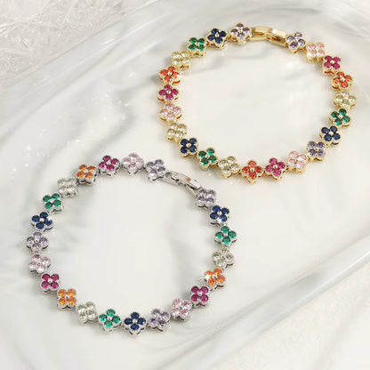 Regenbogen-Charm-Zirkonia-Armband