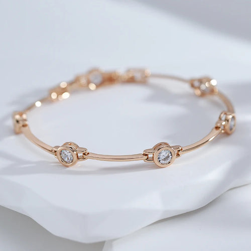 Kinel quente simples 585 rosa cor de ouro pulseira para mulheres tendência luxo natural zircão noiva casamento diário jóias finas 2023 novo