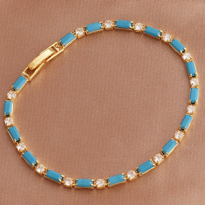 Luxo arco-íris gelado para fora zircão tênis cz pulseira feminina estiramento ajustável pulseira hippie acessórios de moda jóias presentes