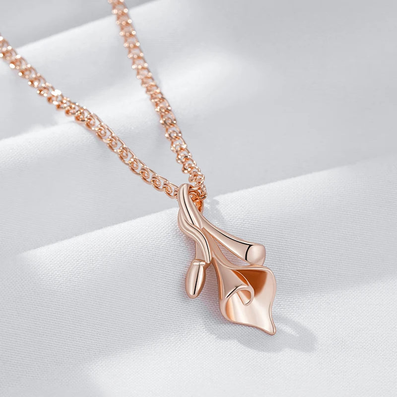 Kinel quente única flor étnica nupcial pingente colar para mulheres moda 585 cor de ouro rosa alta qualidade diariamente jóias finas