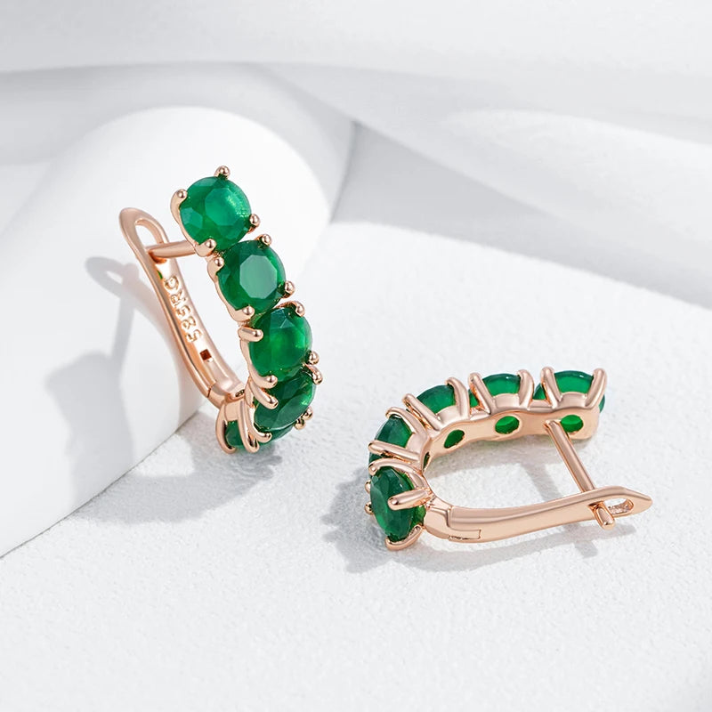 Kienl quente verde natural zircão inglês brinco para mulher 585 rosa cor de ouro vintage noiva jóias de casamento melhor presente 2024