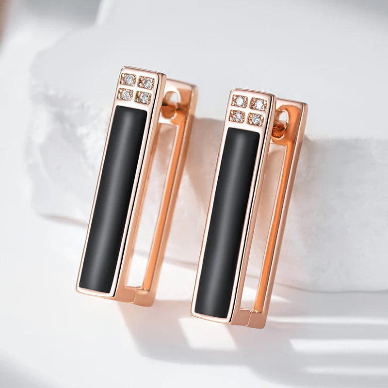 Kinel moda quente 585 cor de ouro rosa branco esmalte brincos para mulheres menina festa de casamento natural zircão eardrop jóias