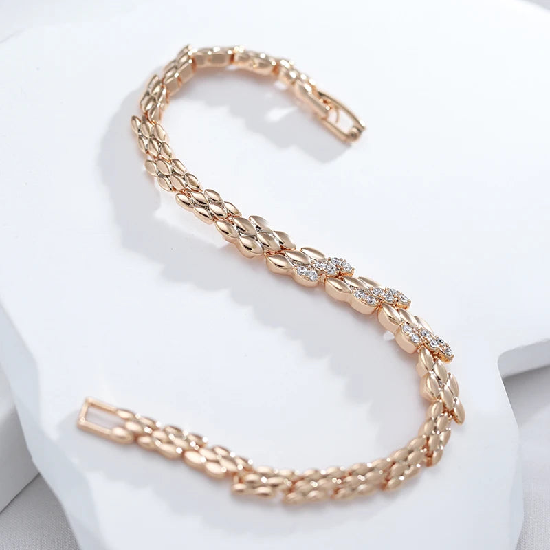 Kinel moda 585 rosa cor de ouro pulseira para mulheres luxo natural zircão noiva fino casamento diário jóias finas 2022 novo