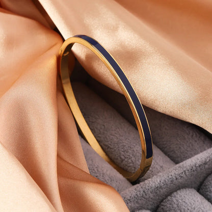 Pulseira de aço inoxidável quente edição estreita cor dourada gotejamento óleo colorido esmalte pulseira moda feminina fivela pulseira