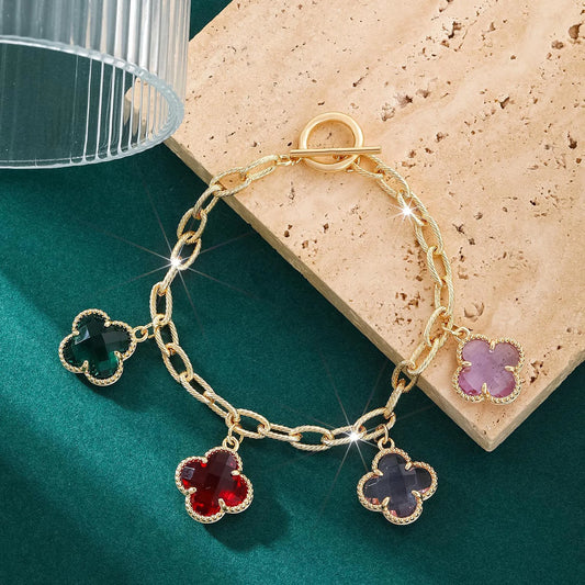 K-estilo de trevo simples e personalizado pulseira de trevo de quatro folhas design de nicho elegante e requintado joias de mão estilo floresta feminina espírito de fadas