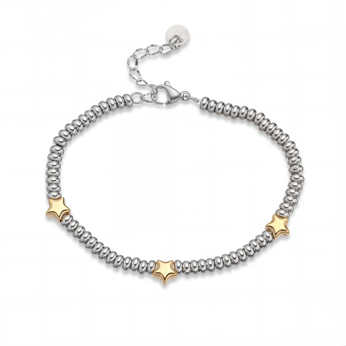 Newbuy venda quente não-desvanecimento jóias de aço inoxidável cor de ouro coração/estrela contas de prata charme pulseiras para mulher atacado