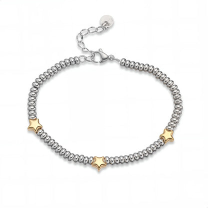 Newbuy venda quente não-desvanecimento jóias de aço inoxidável cor de ouro coração/estrela contas de prata charme pulseiras para mulher atacado