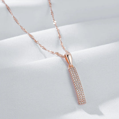 Kinel design simples completo natural zircão pingente colar para mulheres moda 585 rosa cor de ouro romântico diário jóias finas