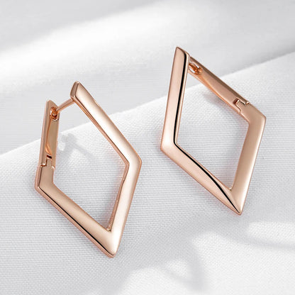 Kinel moda quente brilhante balançar brincos para mulheres 585 cor de ouro rosa simples losango brincos de alta qualidade diariamente jóias finas
