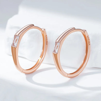 Kinel na moda 585 rosa ouro cor brincos de argola para mulheres brilhante quadrado natural zircão acessórios vintage noiva jóias de casamento