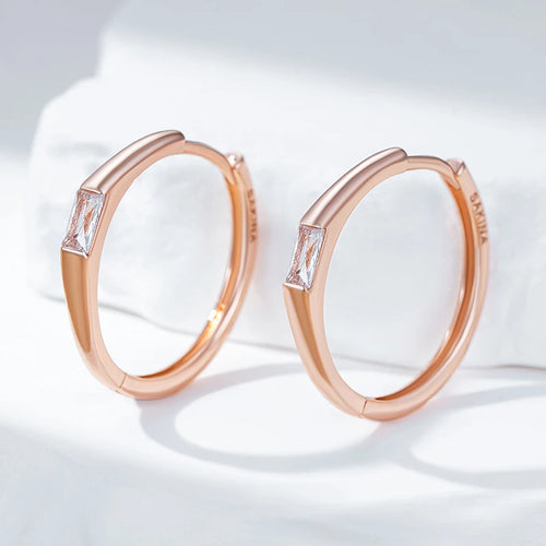 Kinel na moda 585 rosa ouro cor brincos de argola para mulheres brilhante quadrado natural zircão acessórios vintage noiva jóias de casamento