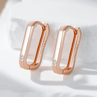 Kinel moda quente brilhante 585 rosa ouro quadrado hoop brincos para mulheres zircão natural acessórios de alta qualidade diariamente jóias finas